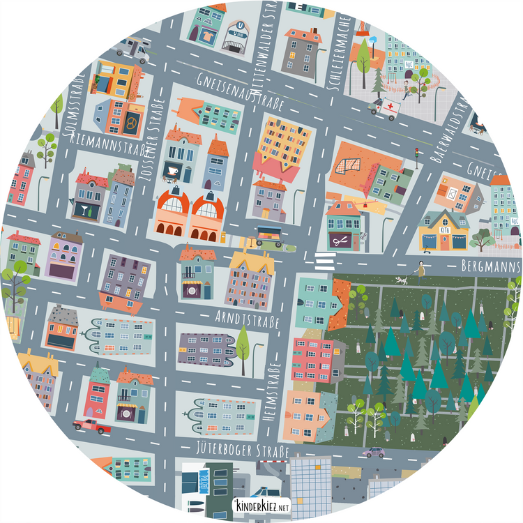 Berlin Bergmannkiez Spielteppich M Rund 100cm Ø)